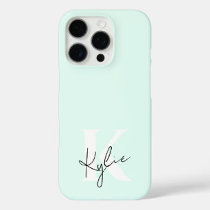 Moderne Minze Creme Personalisiert Monogramm Name iPhone 16 Pro Hülle