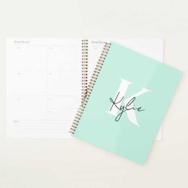 Moderne Minze Creme Personalisiert Monogramm Name  Planer (Anzeige)