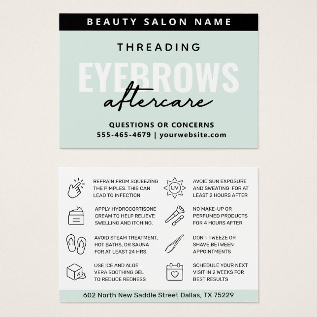 Moderne Minze, einfache Eyebrow Threading Aftercar (Vorne & Hinten)