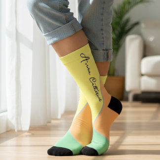 Moderne Minze- und Pfirsich-Pastell-Farbenblock mi Socken