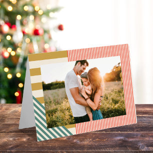 Moderne Mischstreifen Ein Foto Weihnachten Karte
