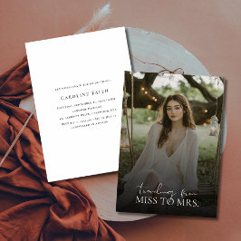 Moderne Miss zu Mrs. Overlay Foto Brautparty Einladung