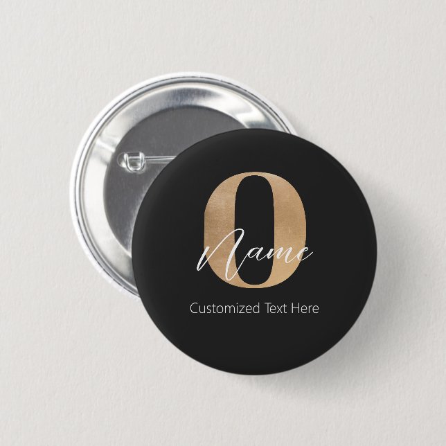 Moderne Mit Monogramm anfängliche O & Name Persona Button (Vorne & Hinten)