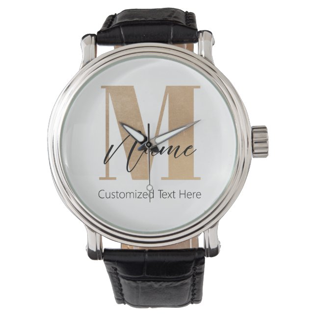 Moderne Mit Monogramm Anfangs-M & Name Personalisi Armbanduhr (Vorderseite)