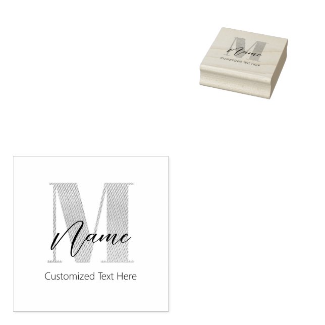 Moderne Mit Monogramm Anfangs-M & Name Personalisi Gummistempel (Stempel)