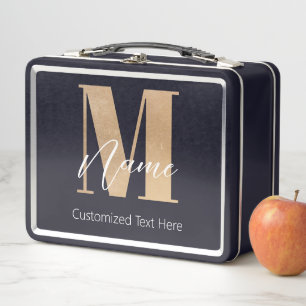 Moderne Mit Monogramm Anfangs-M & Name Personalisi Metall Brotdose