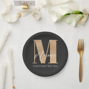 Moderne Mit Monogramm Anfangs-M & Name Personalisi Pappteller