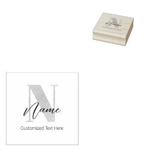 Moderne Mit Monogramm Anfangsnummer und Name Perso Gummistempel