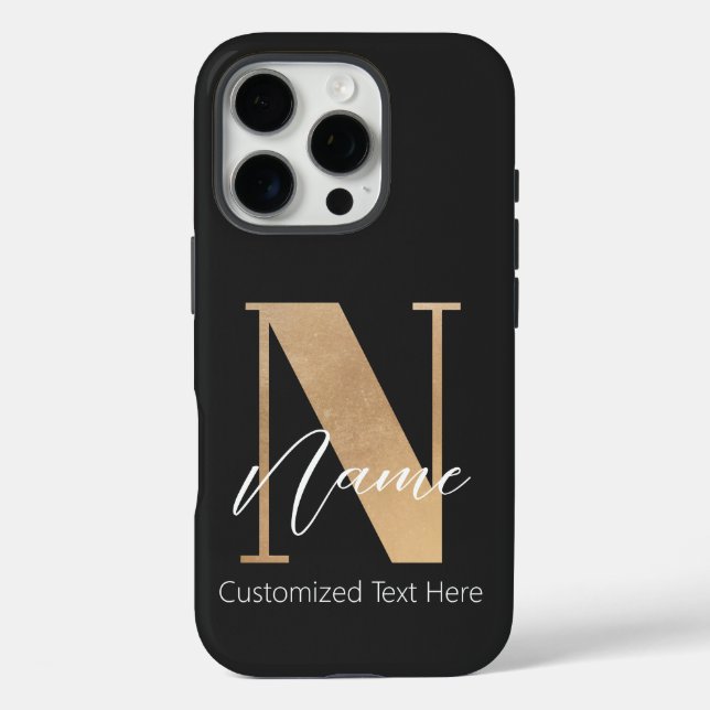 Moderne Mit Monogramm Anfangsnummer und Name Perso iPhone 16 Pro Hülle (Rückseite)