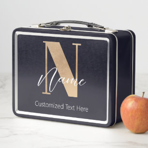Moderne Mit Monogramm Anfangsnummer und Name Perso Metall Brotdose