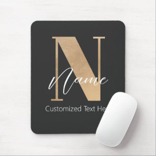 Moderne Mit Monogramm Anfangsnummer und Name Perso Mousepad