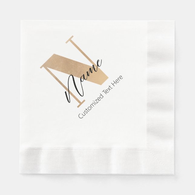Moderne Mit Monogramm Anfangsnummer und Name Perso Serviette (Vorderseite)