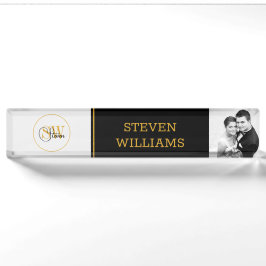 Moderne Mit Monogramm Bezeichnung und elegante Unt Namensplakette
