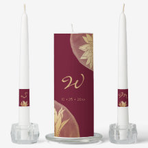Moderne Mit Monogramm Burgundy-Goldhochzeit