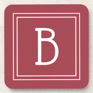 Moderne Mit Monogramm Crimson Red & White Initial Getränkeuntersetzer
