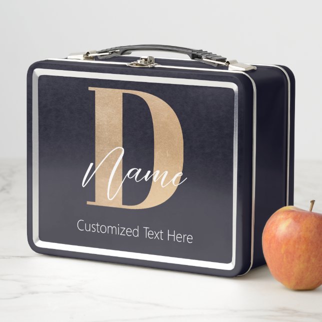 Moderne Mit Monogramm D & Name Personalisiert Metall Brotdose (Beispiel)