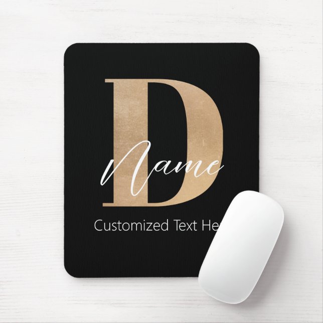 Moderne Mit Monogramm D & Name Personalisiert Mousepad (Mit Mouse)