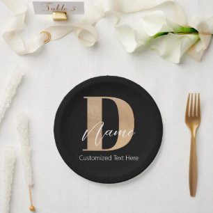 Moderne Mit Monogramm D & Name Personalisiert Pappteller