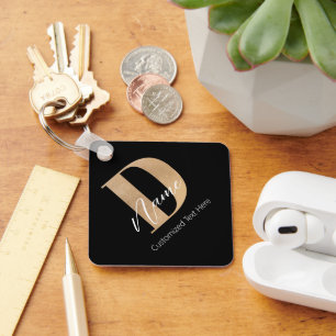 Moderne Mit Monogramm D & Name Personalisiert Schlüsselanhänger