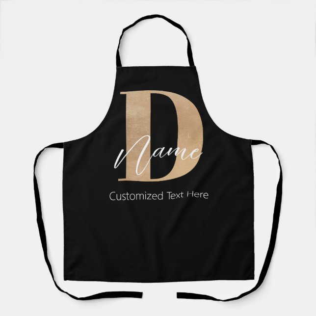 Moderne Mit Monogramm D & Name Personalisiert Schürze (Vorderseite)