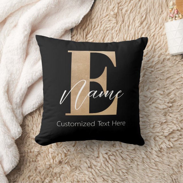 Moderne Mit Monogramm erste E & Name Personalisier Kissen (Decke)