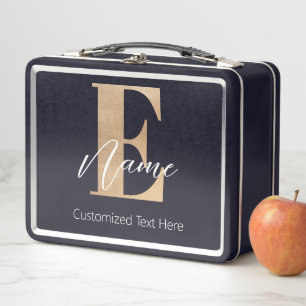 Moderne Mit Monogramm erste E & Name Personalisier Metall Brotdose