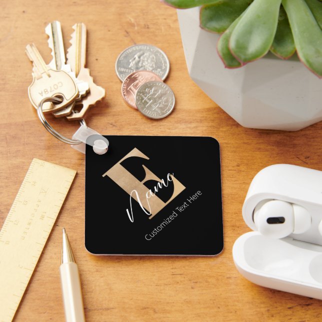 Moderne Mit Monogramm erste E & Name Personalisier Schlüsselanhänger (Schreibtisch)