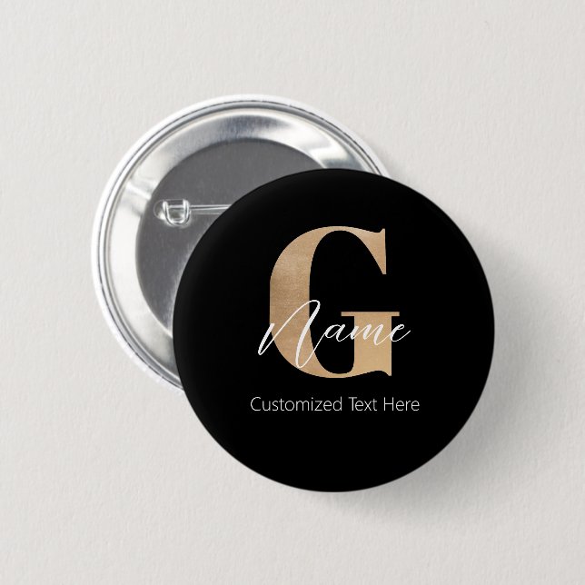 Moderne Mit Monogramm erste G & Name Personalisier Button (Vorne & Hinten)