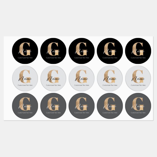 Moderne Mit Monogramm erste G & Name Personalisier Etiketten (Blatt)