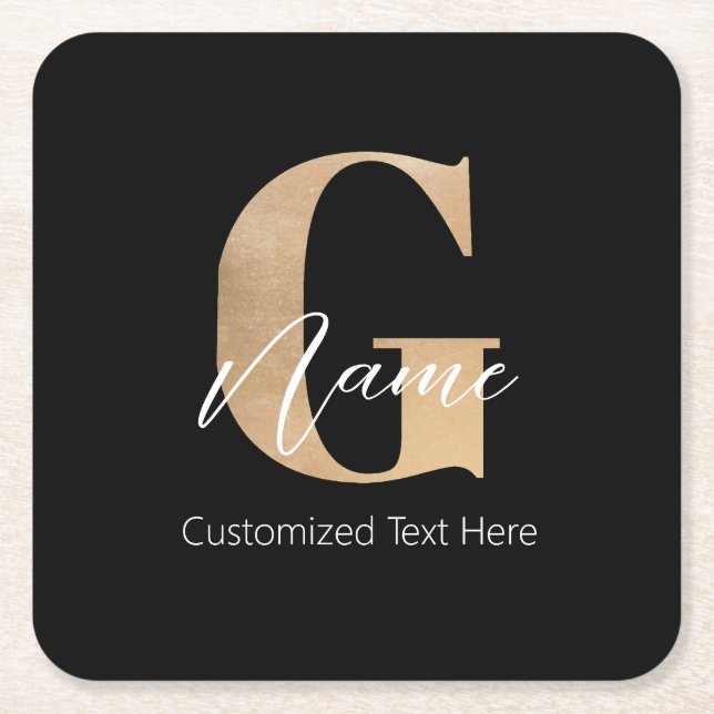 Moderne Mit Monogramm erste G & Name Personalisier Rechteckiger Pappuntersetzer (Vorderseite)