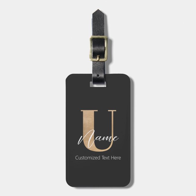 Moderne Mit Monogramm erste U & Name Personalisier Gepäckanhänger (Vorderseite vertikal)