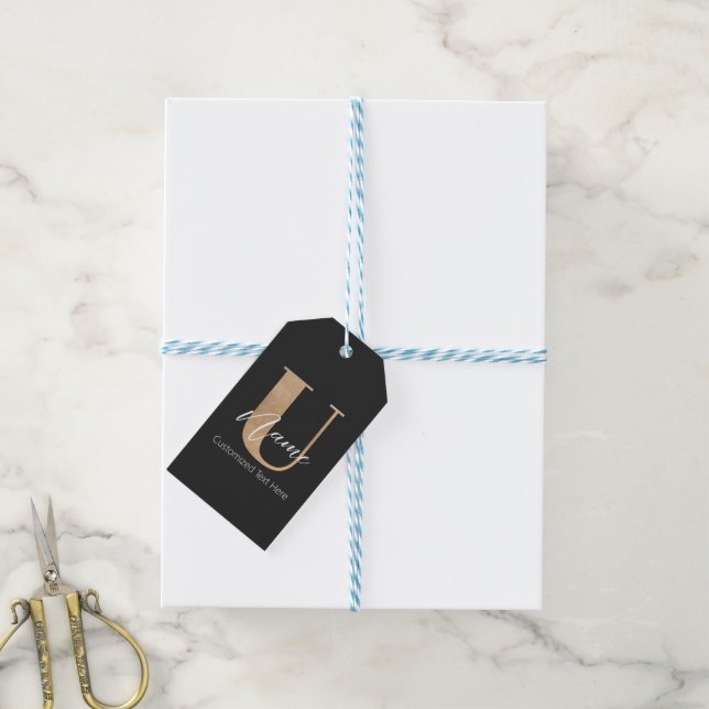 Moderne Mit Monogramm erste U & Name Personalisier Geschenkanhänger (Mit Garn)