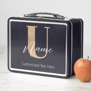 Moderne Mit Monogramm erste U & Name Personalisier Metall Brotdose