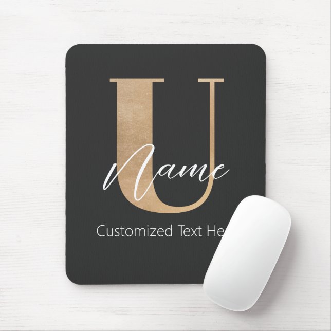Moderne Mit Monogramm erste U & Name Personalisier Mousepad (Mit Mouse)