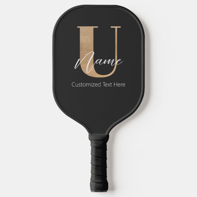 Moderne Mit Monogramm erste U & Name Personalisier Pickleball Schläger (Vorderseite)