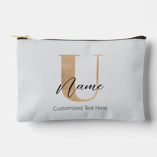 Moderne Mit Monogramm erste U & Name Personalisier Zubehörtasche (Vorderseite)