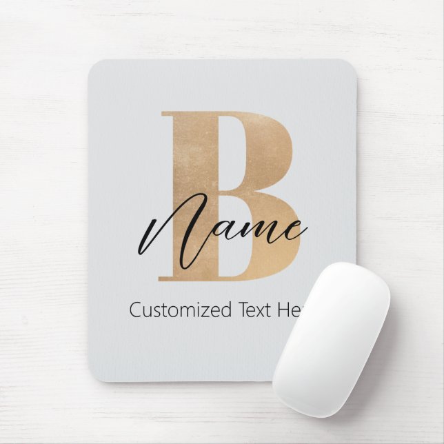 Moderne Mit Monogramm Erstklassigkeit Personalisie Mousepad (Mit Mouse)