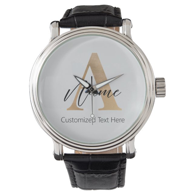Moderne Mit Monogramm Erstklassigkeit und Name Per Armbanduhr (Vorderseite)