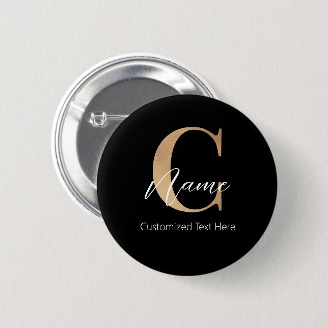 Moderne Mit Monogramm Erstklassigkeit und Name Per Button (Vorne & Hinten)