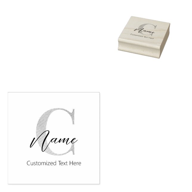 Moderne Mit Monogramm Erstklassigkeit und Name Per Gummistempel (Stempel)