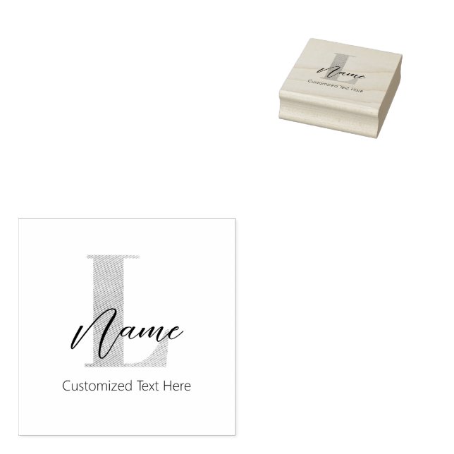 Moderne Mit Monogramm Erstklassigkeit und Name Per Gummistempel (Stempel)