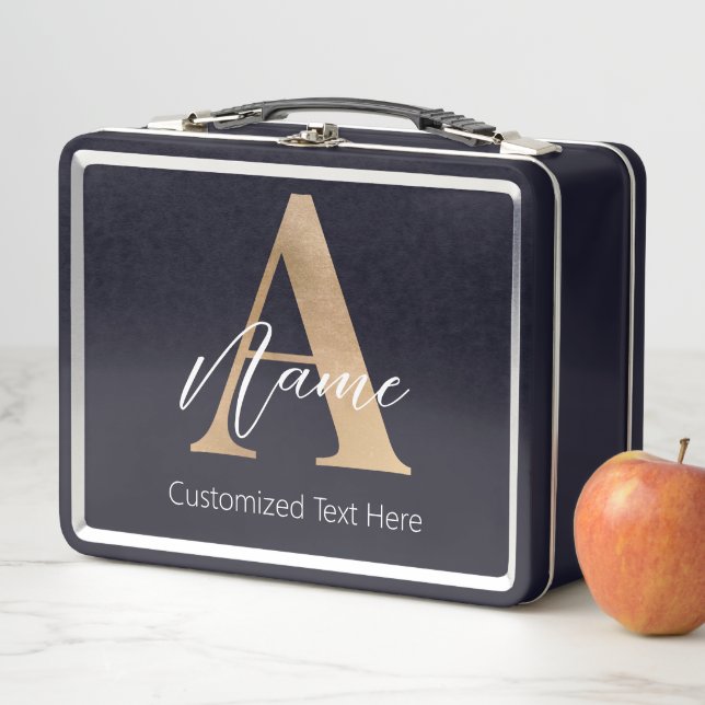Moderne Mit Monogramm Erstklassigkeit und Name Per Metall Brotdose (Beispiel)