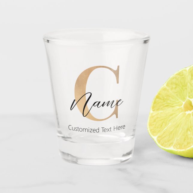 Moderne Mit Monogramm Erstklassigkeit und Name Per Schnapsglas (Vorderseite)