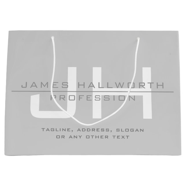 Moderne Mit Monogramm Initialen (oder andere Texte Große Geschenktüte (Vorderseite)