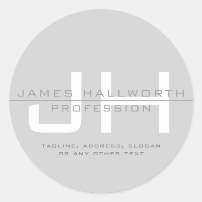 Moderne Mit Monogramm Initialen (oder andere Texte Runder Aufkleber (Vorderseite)