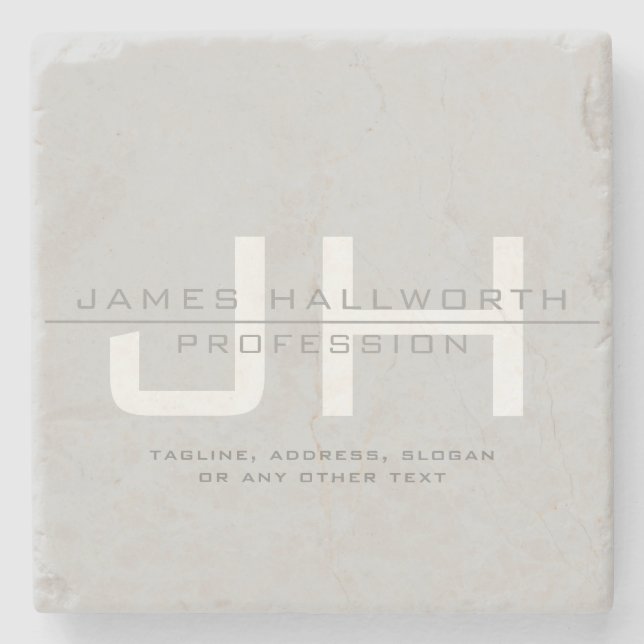 Moderne Mit Monogramm Initialen (oder andere Texte Steinuntersetzer (Vorderseite)