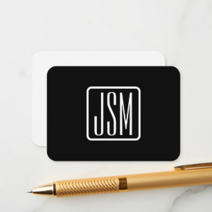 Moderne Mit Monogramm Initialen Schwarz und Weiß Begleitkarte
