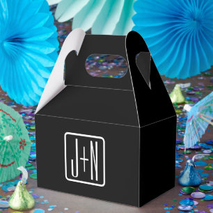 Moderne Mit Monogramm Initialen   Schwarz und Weiß Geschenkschachtel