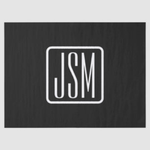 Moderne Mit Monogramm Initialen Schwarz und Weiß Seidenpapier