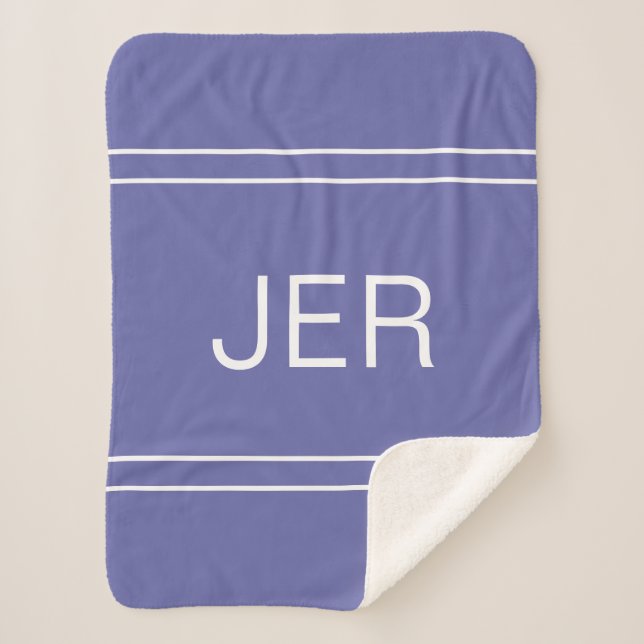 Moderne Mit Monogramm Initials Trendy Peri Niedlic Sherpadecke (Vorderseite)